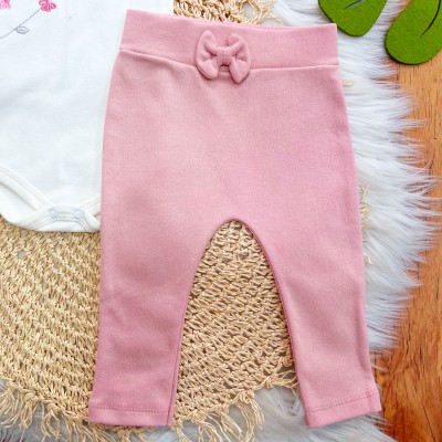  CONJ. DE MALHA 3 PEÇAS - Flores Bordadas e Gola Gripyr - Off White e Rose